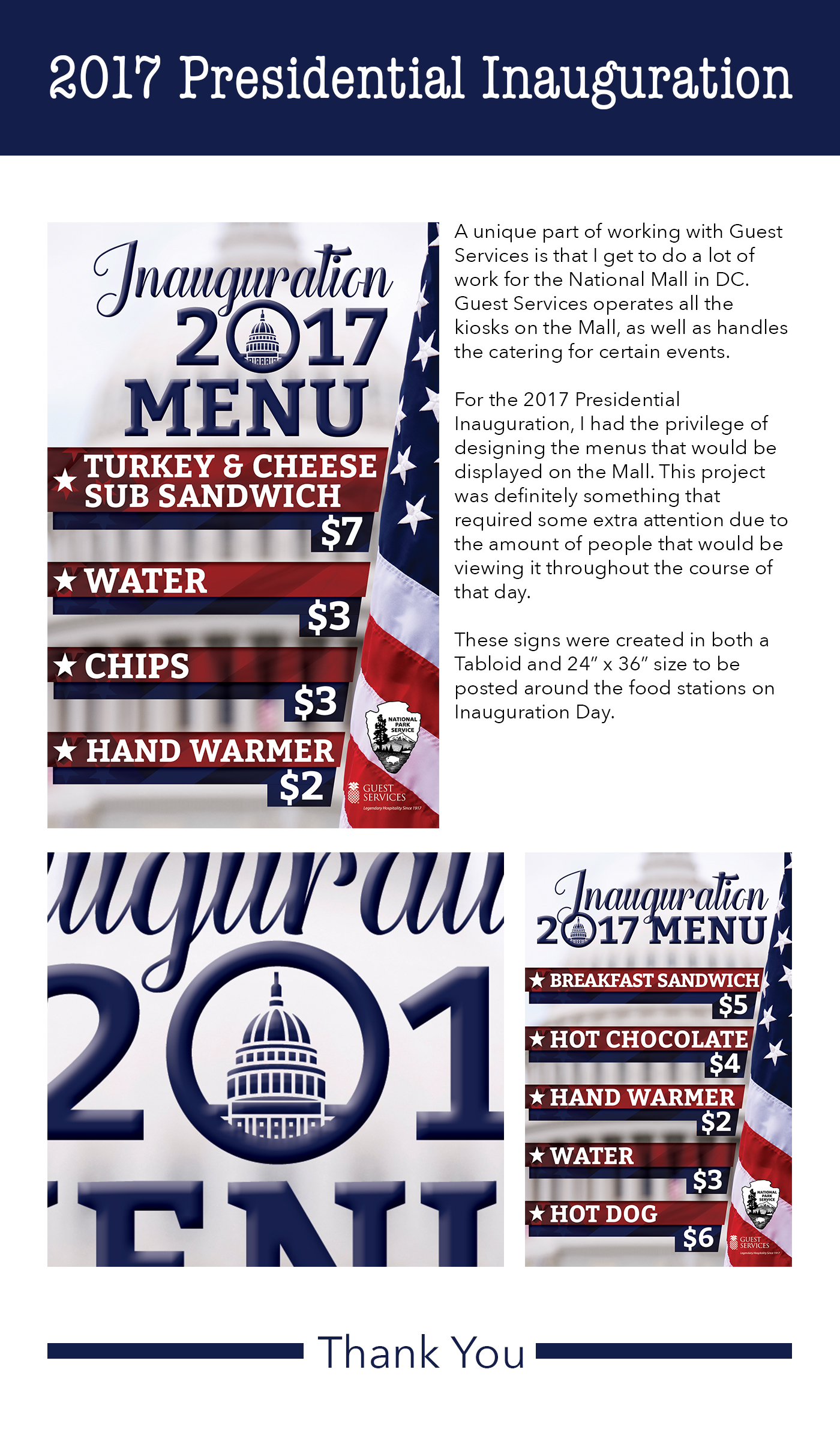 inauguration menu design patriotic america president flag National Park Service Food 