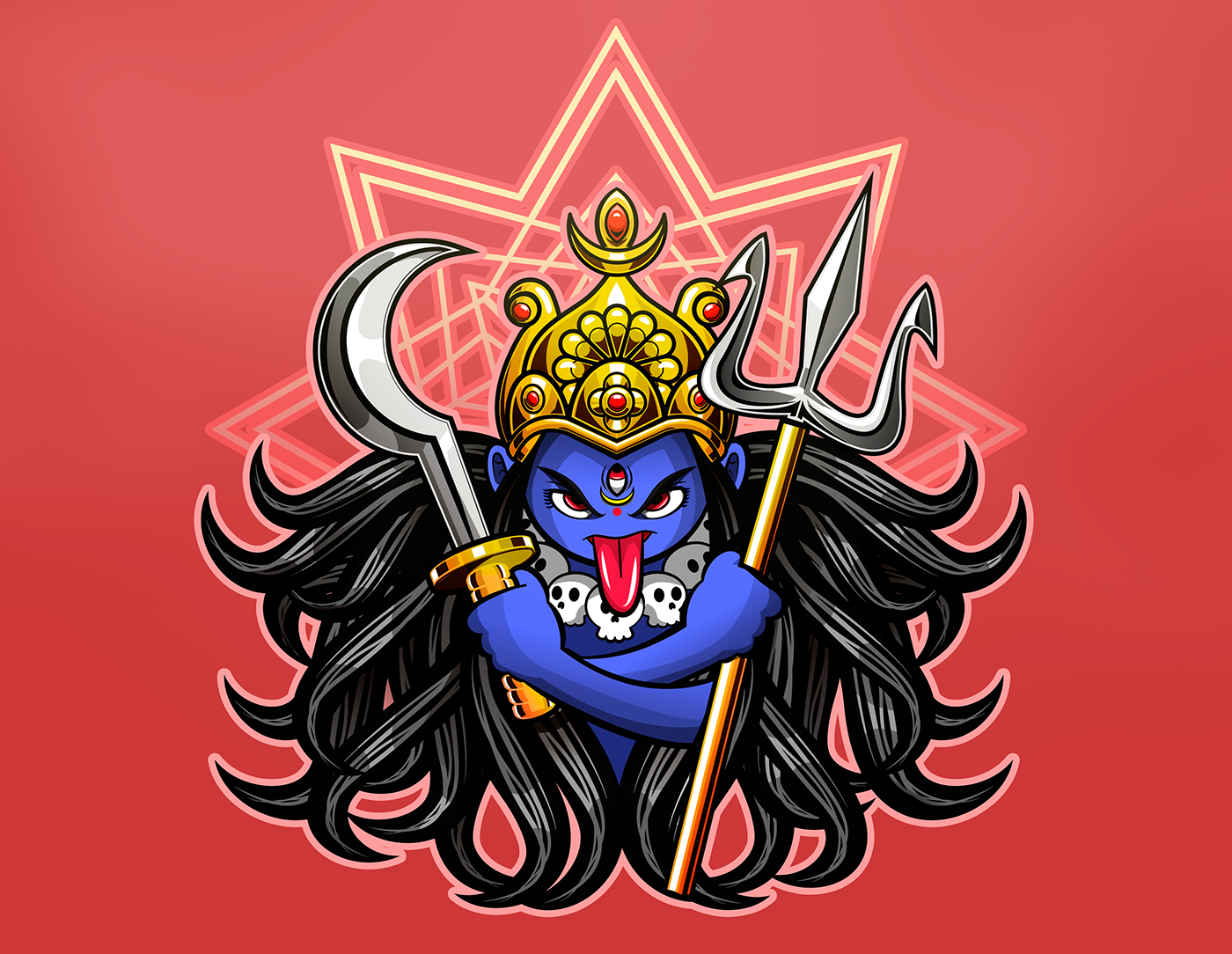 kali Durga parvati ILLUSTRATION  color cartoon goddesses photoshop Illustrator