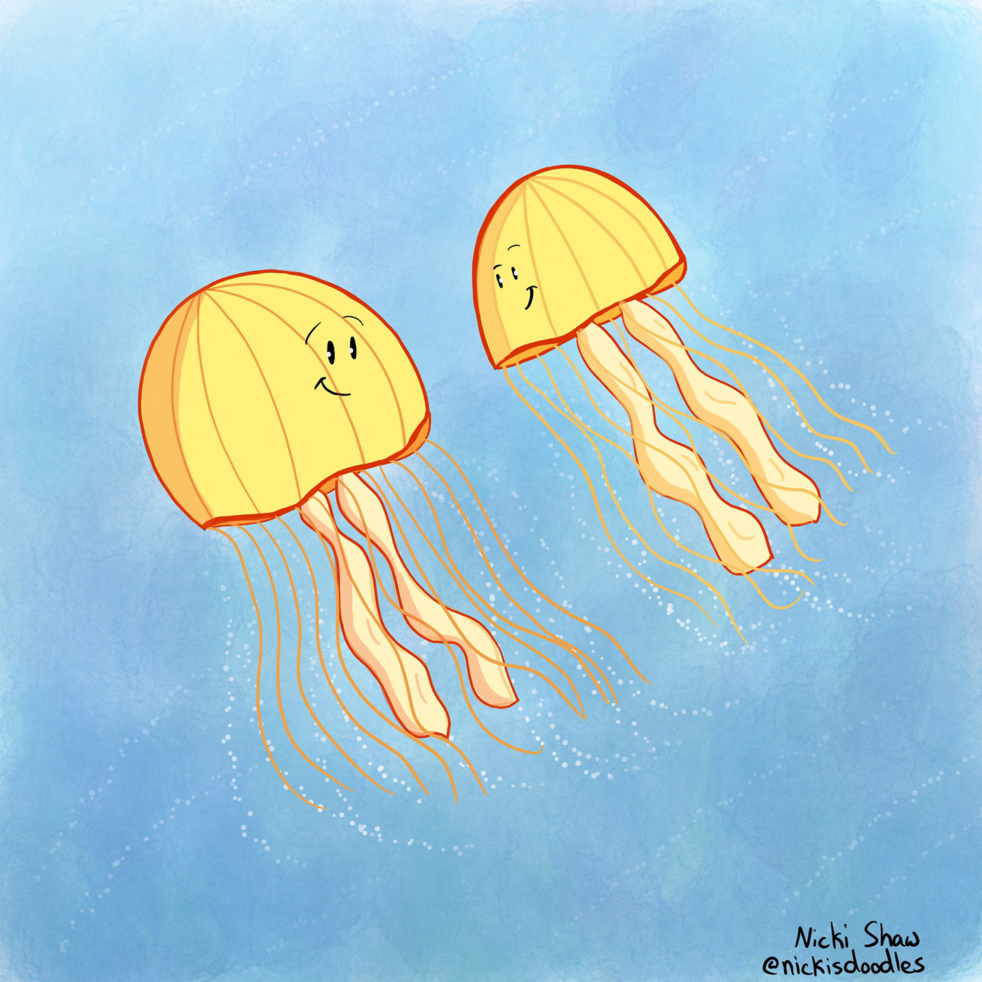 brainless jellyfish Ocean sea creatures sea life ILLUSTRATION  cartoon Character design  doodle float kidlitart Picture Book Art Picture book publisher Art Director humor