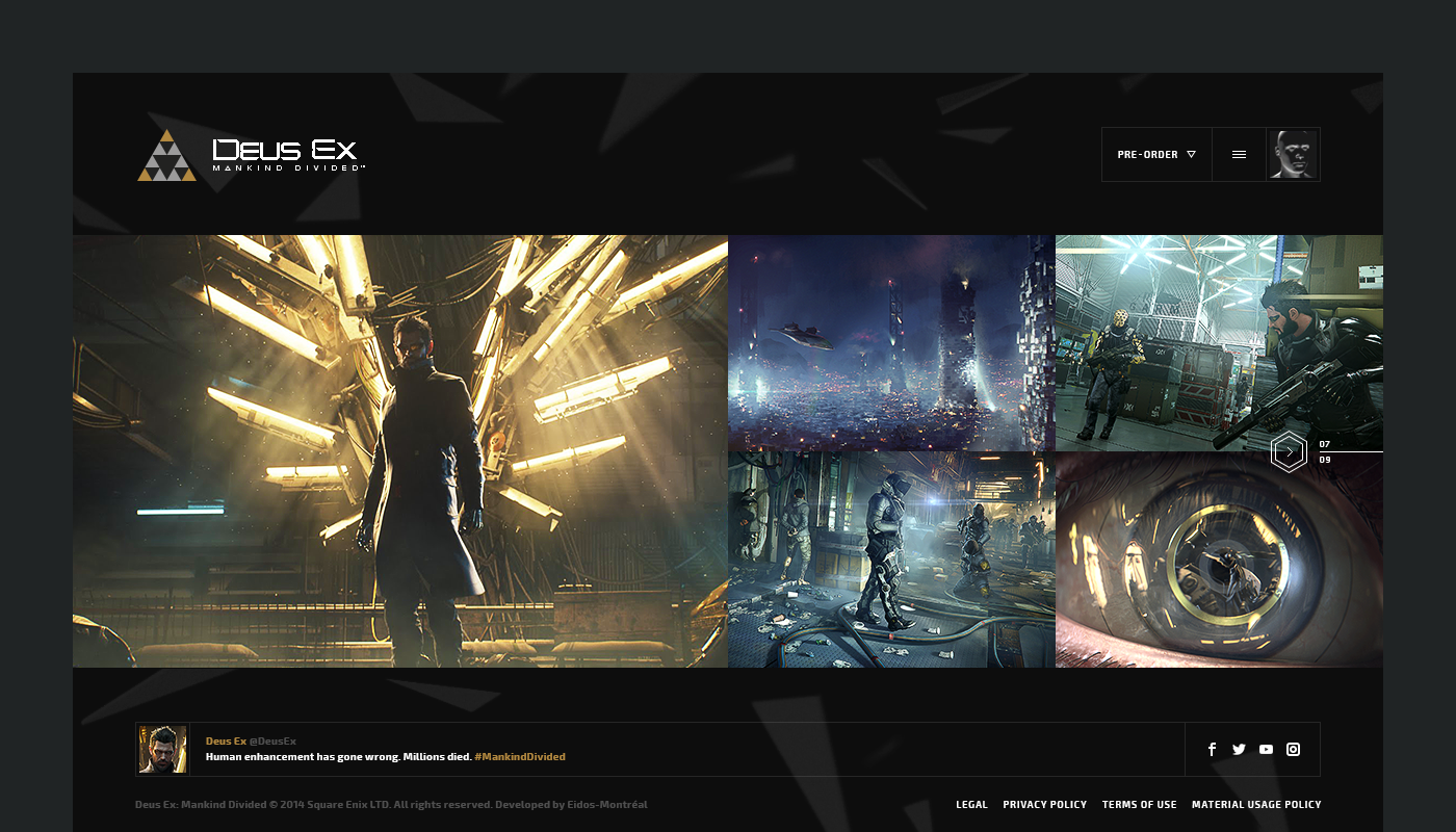 deus ex mankind divided square enix Eidos-Montreal augmented future Web Website game video game concept UI Futuristic interface hellowiktor