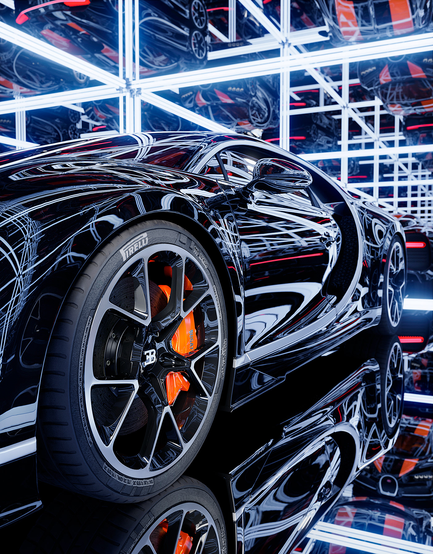 3D automotive   bugatti car CGI digital imagery futuristic scy fi