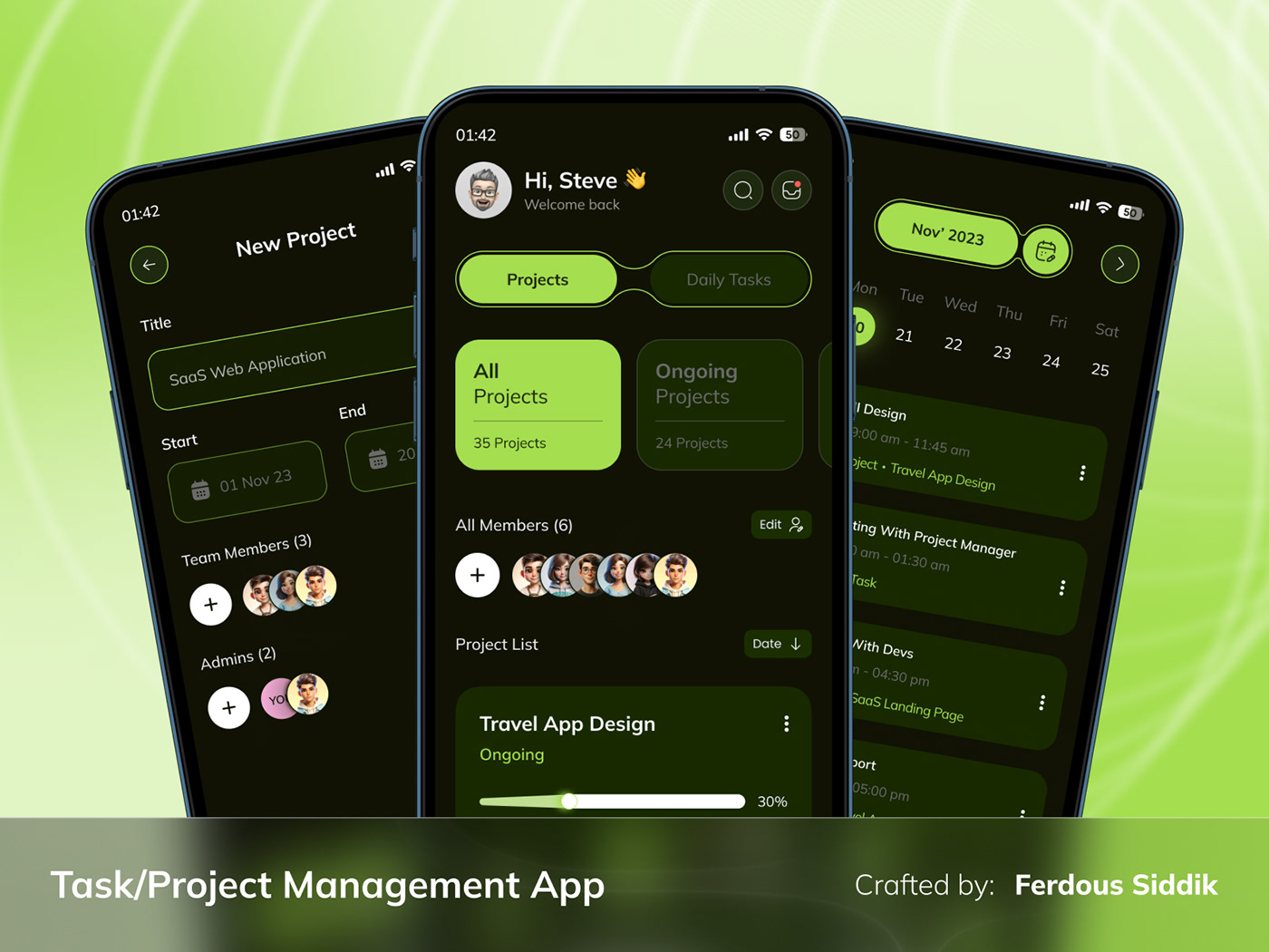 task management app Project Management App UI/UX visual design user interface design Figma User Experience Design product design  Mobile app application