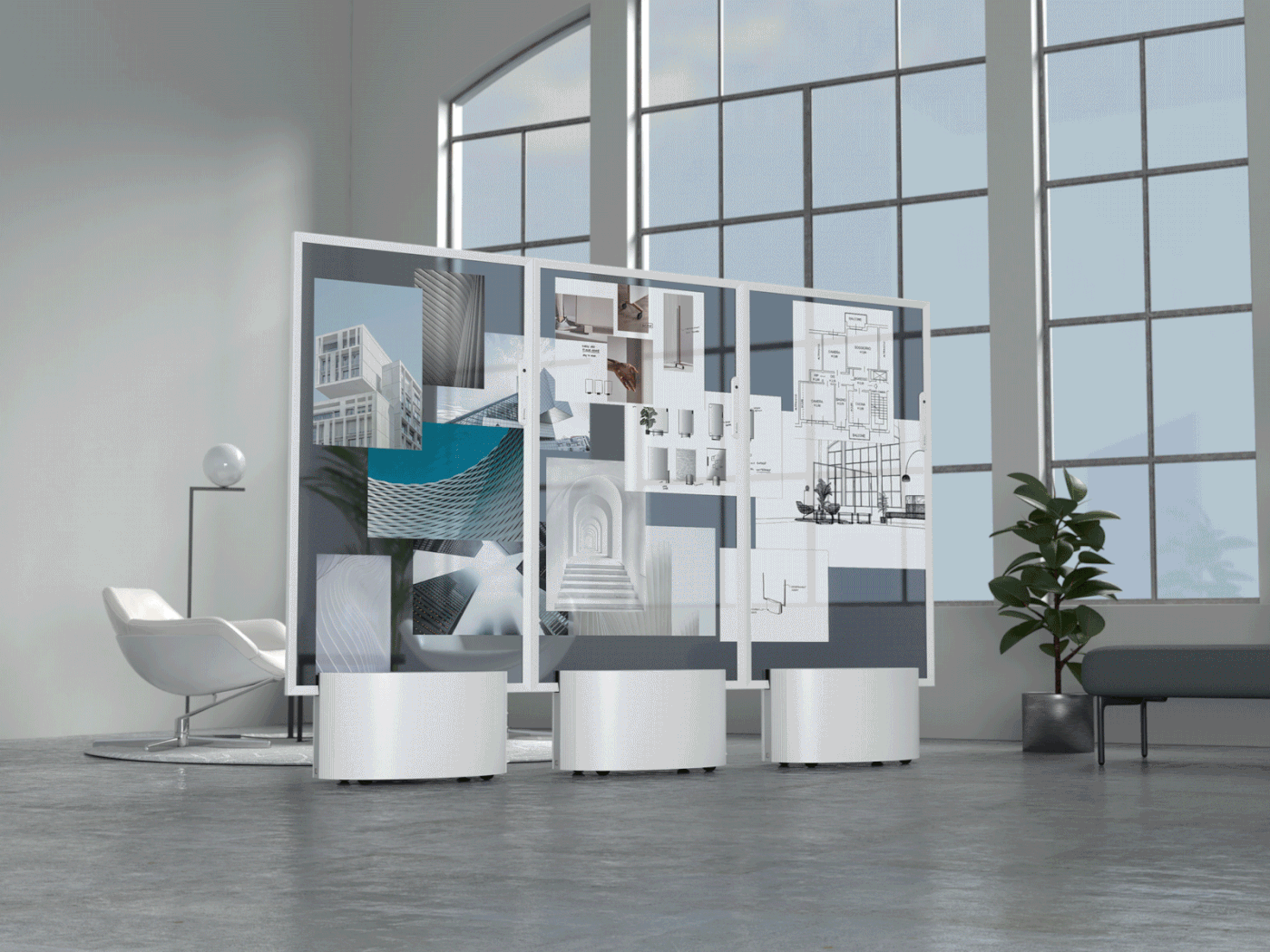 AR screen concept digital whiteboard display design lg OLED product smart office tv