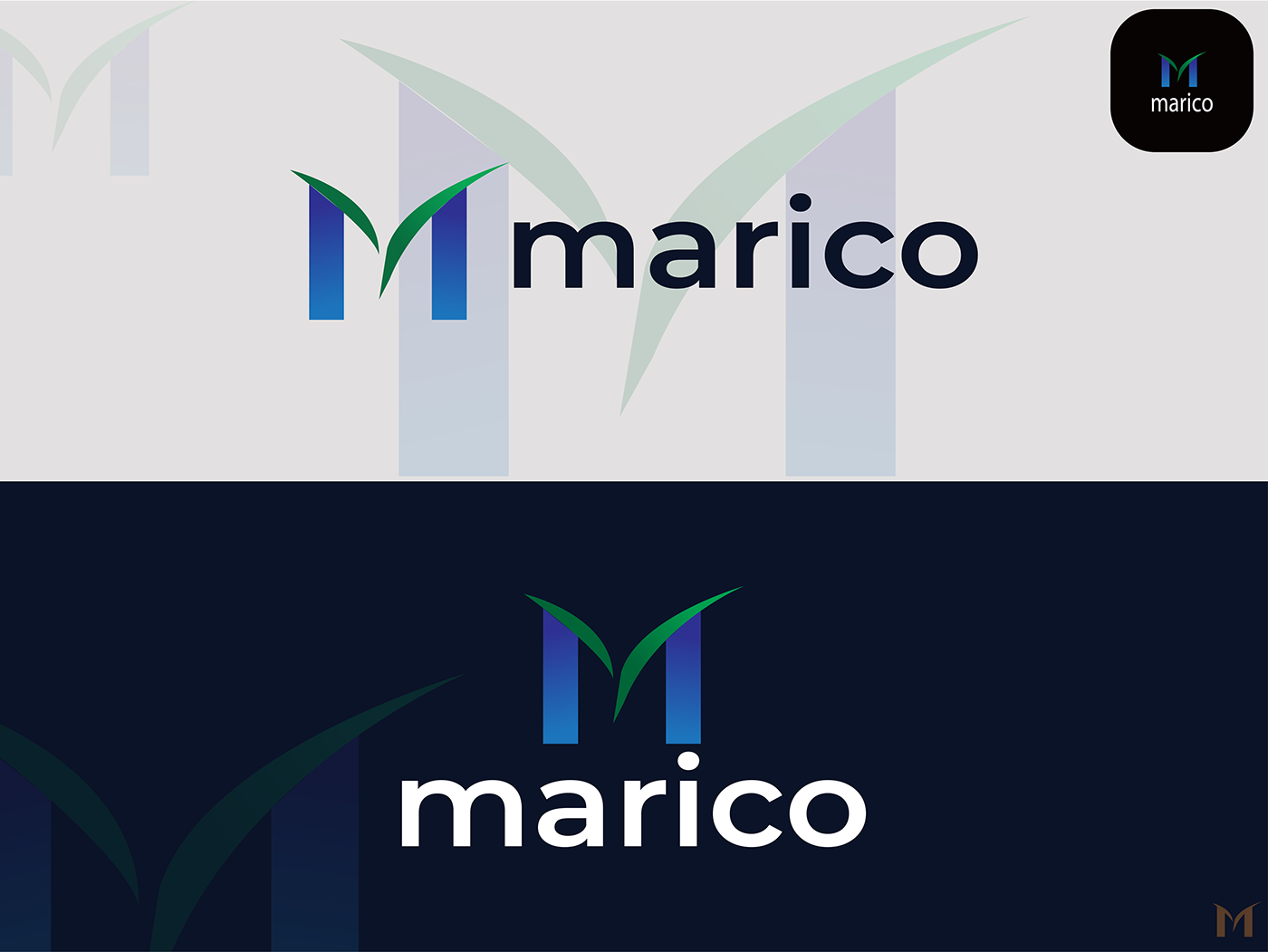 banner design designer logo M Letter Logo marico gradent logo maricormaricar marketing  