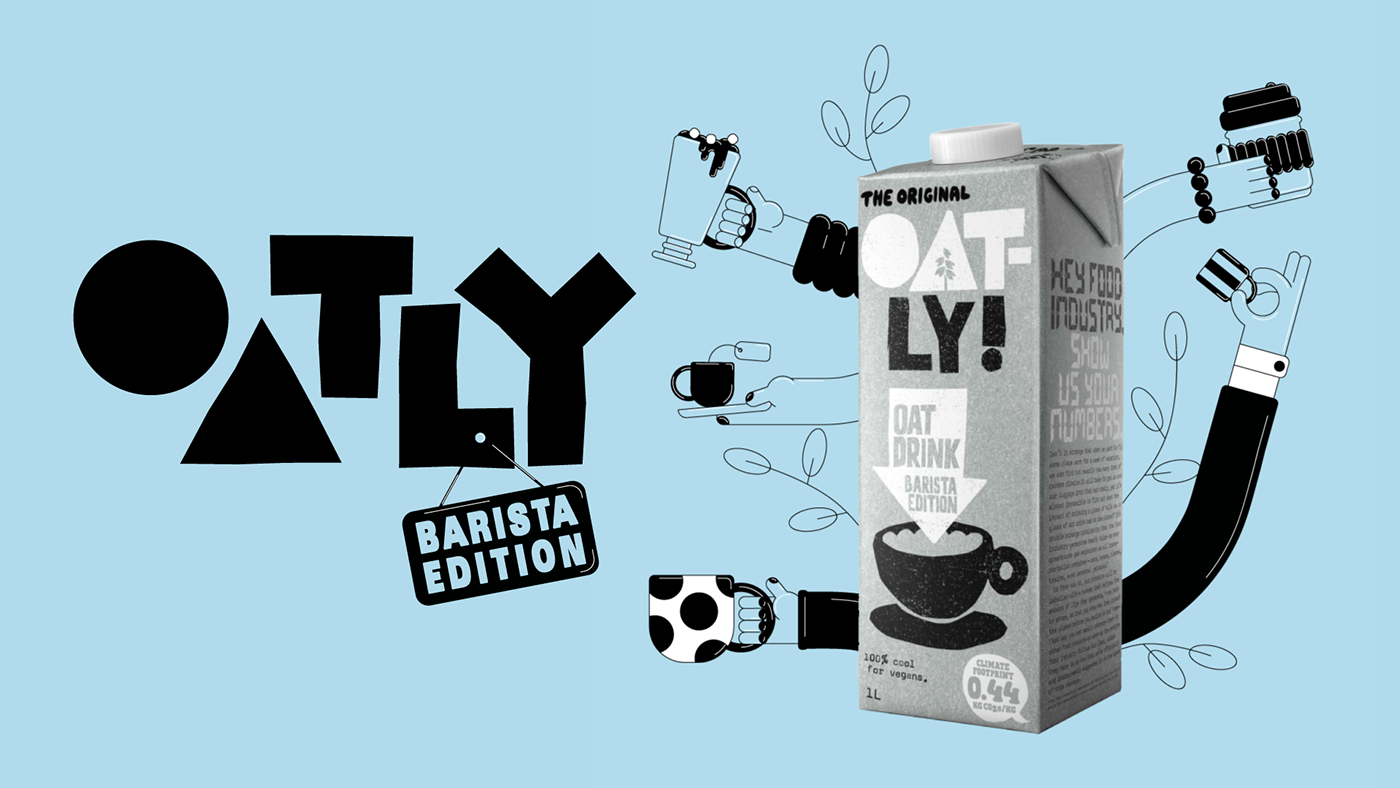 advertsing black and white Bradning content creation gif ILLUSTRATION  oatly Packaging Playful vegan