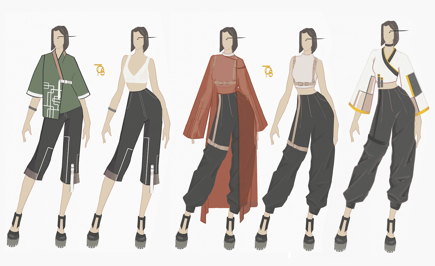 asian inspiration clothes coleção Collection croquis digital Fashion  ILLUSTRATION  moda