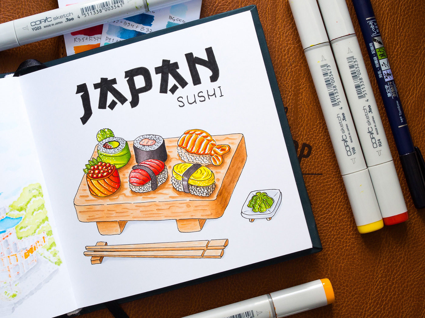 Copic markers Marker japan artwork ILLUSTRATION  Sushi Food  Moscow sketch