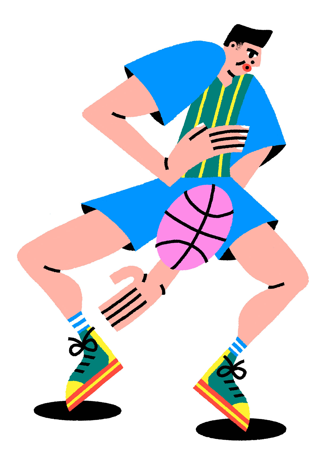 abstract abstraction basketball color ILLUSTRATION  Illustrator mid century NBA shapes sports