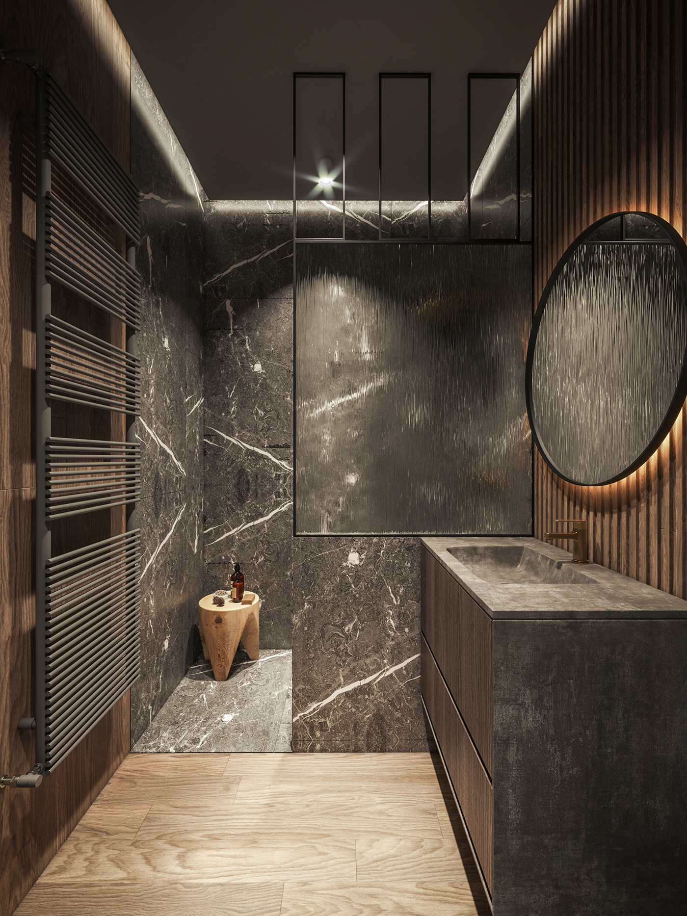 bath bathroom dark design industry Interior LOFT modern SHOWER wood