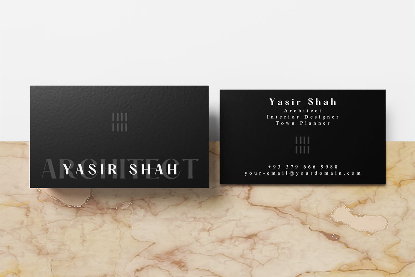 aamir rizvi architecture black business card Business card template canva Canva template elegant team studio3 US standard