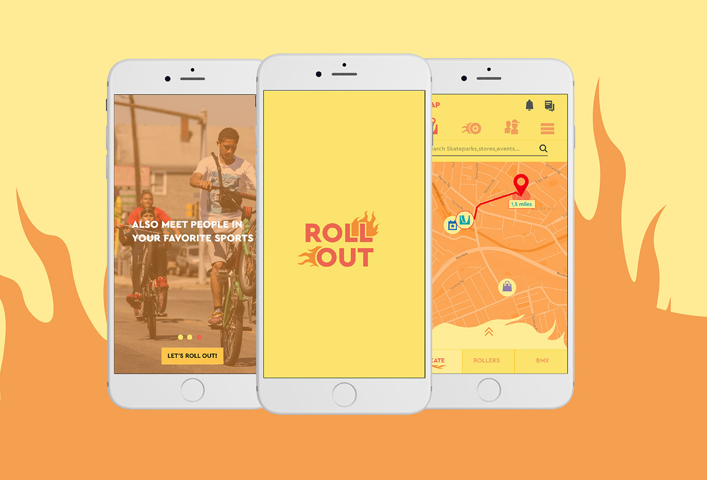bmx graphic design  interactive Mobile app radical sports rollers skate sport UI/UX Web Design 