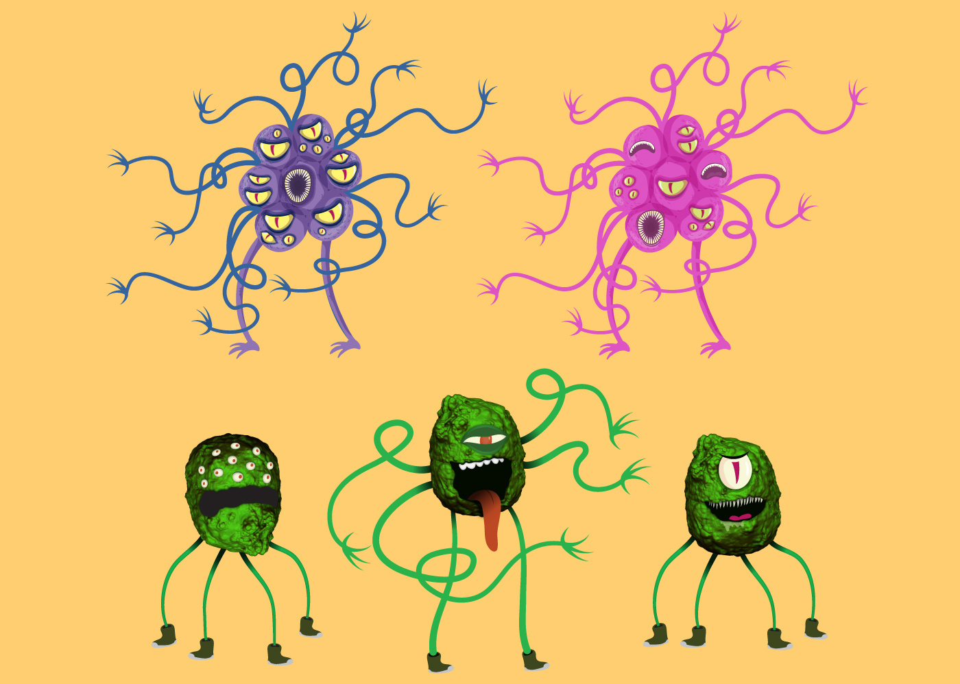 IBM Antibiotics medical cells Character design  bug ninja color
