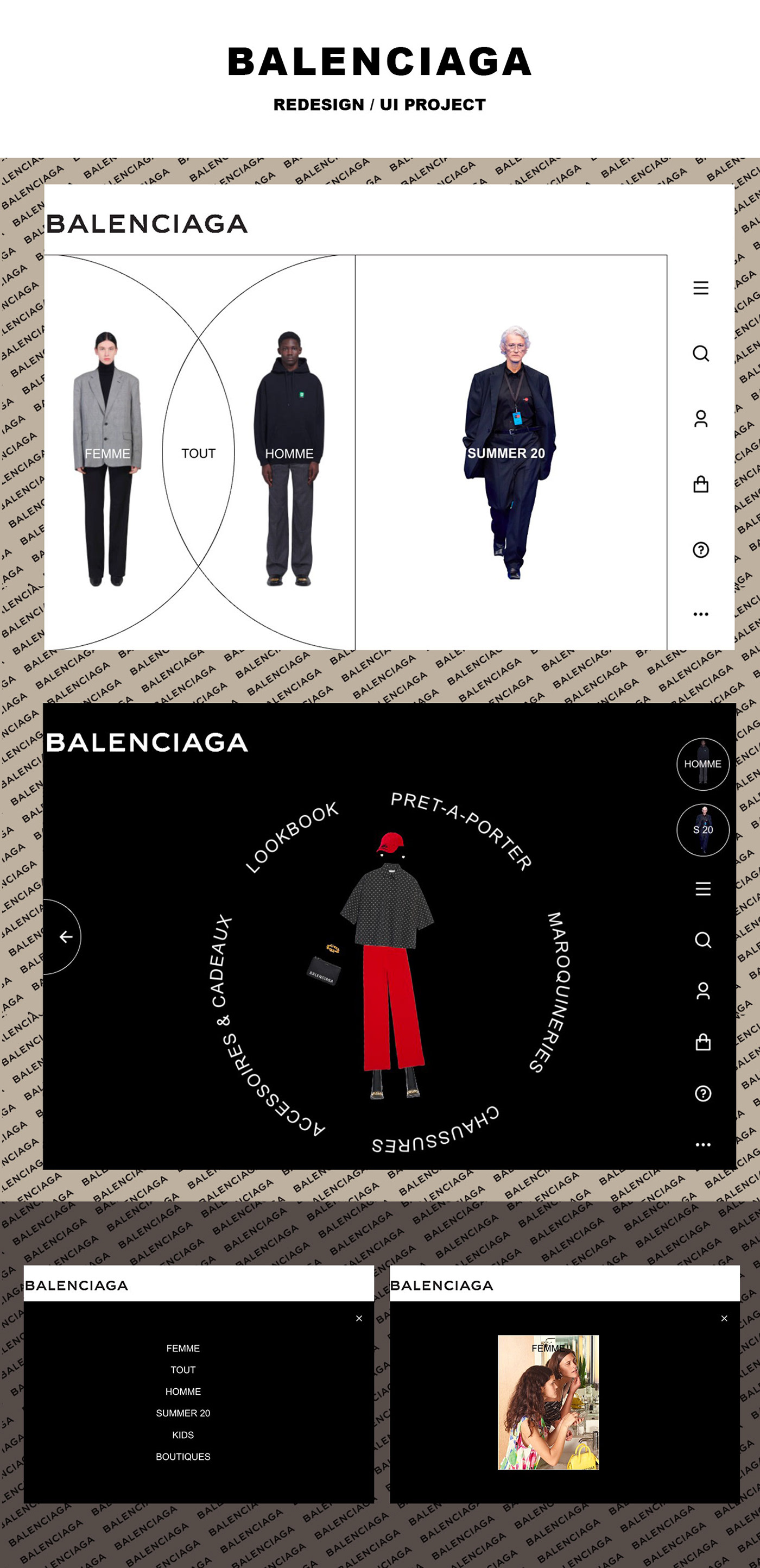 Balenciaga Mode redesign UI interaction interactions user interface Webdesign web redesign invision studio