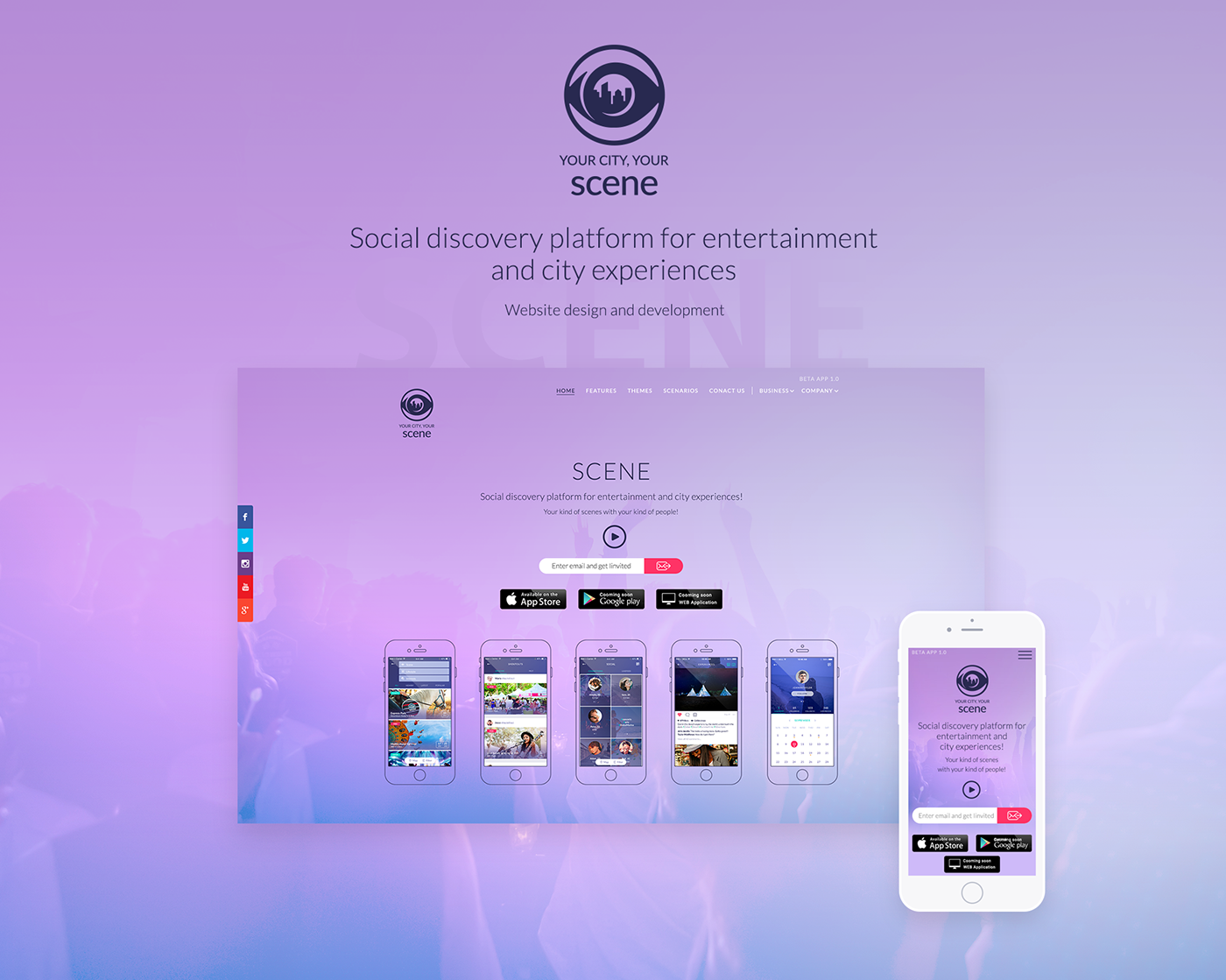 UI ux app animation  Responsive minimalist creative purple Web Design  Platform