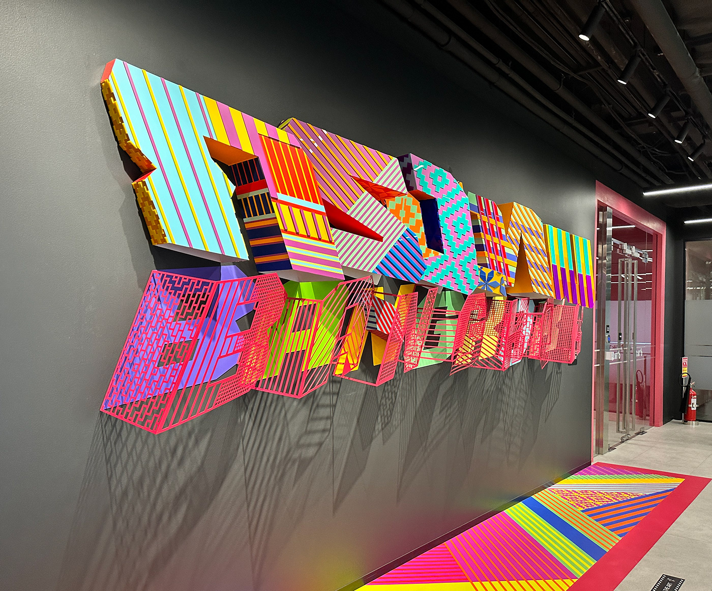 indoor colorful art sculpture typography   typo installation contemporary art artist wall art
