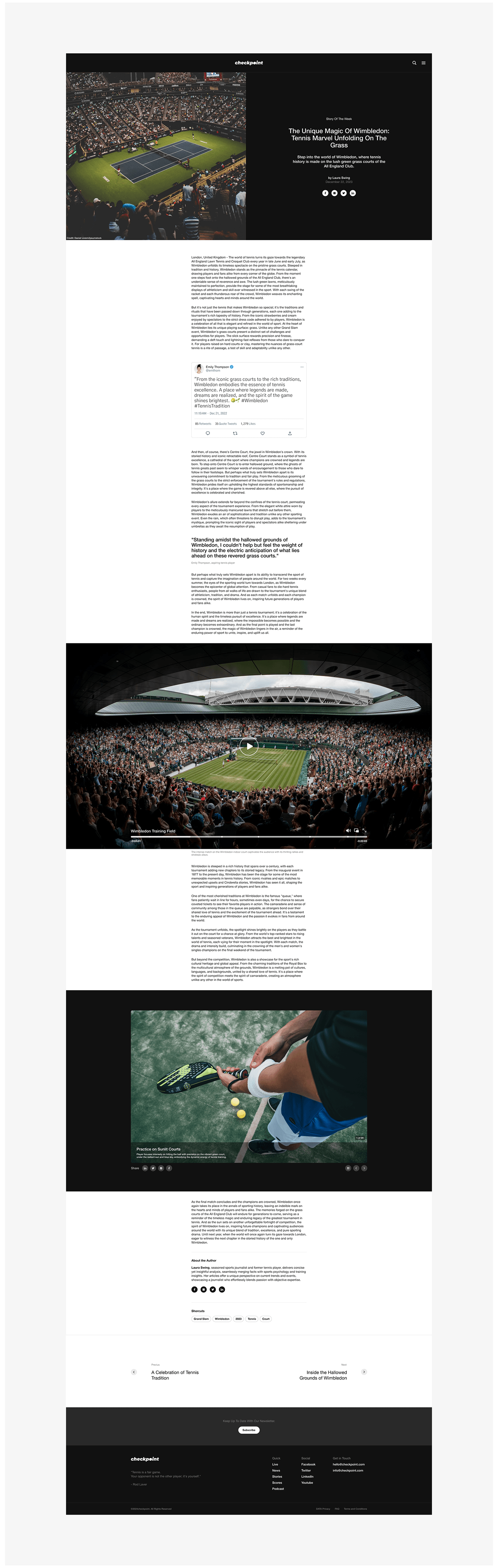 tennis UI/UX ui design Webdesign Figma user interface news chekckpoint sport