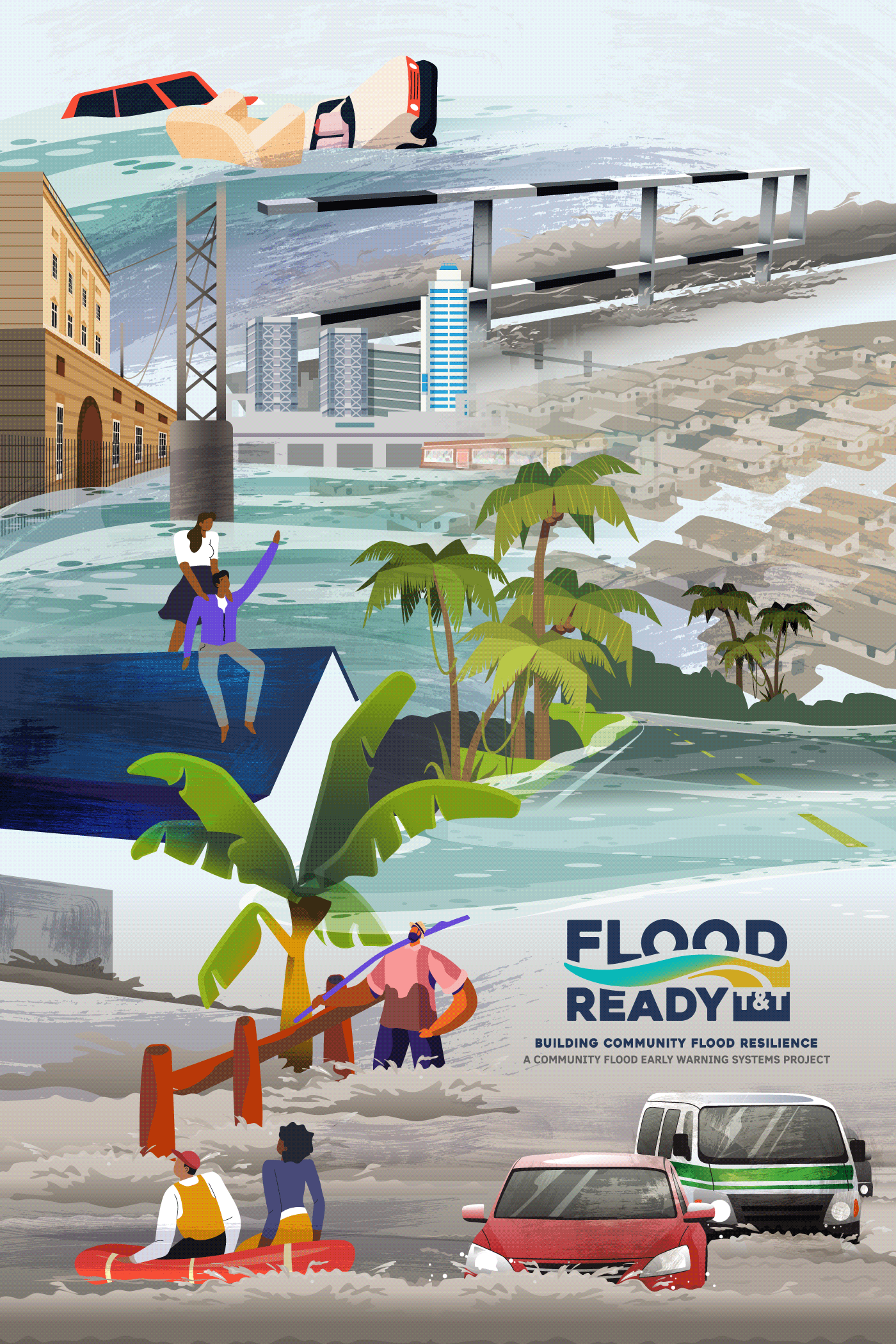 natural disaster flooding Trinidad and Tobago Logo Design visual identity brand
