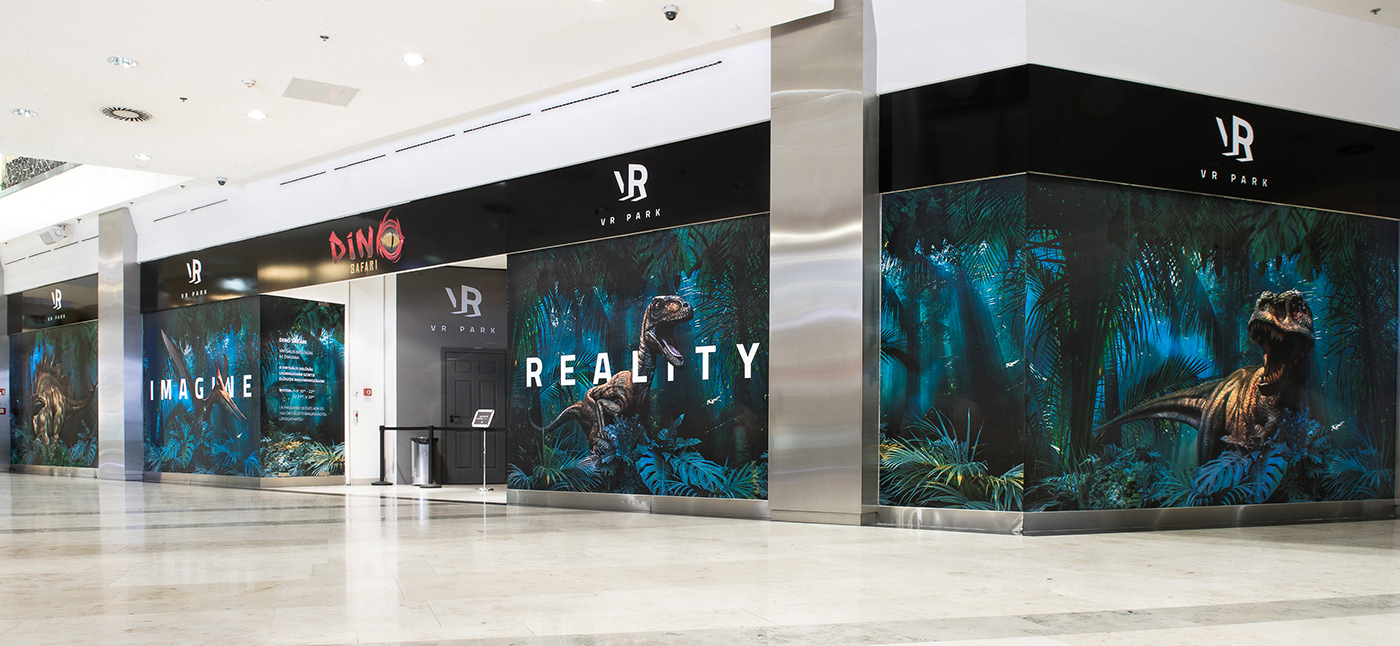vr Virtual reality logo branding  design identity facade dinosaurs