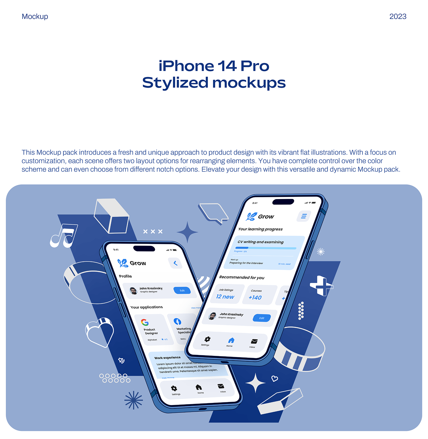 Case Study flat free iphone minimal Mockup stylized UI ux vector