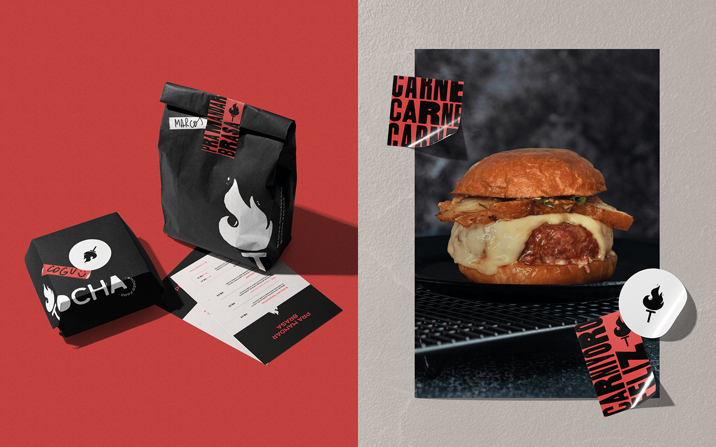 branding  logo burger meat Smoked hamburgueria Packaging brand identity Logo Design chef