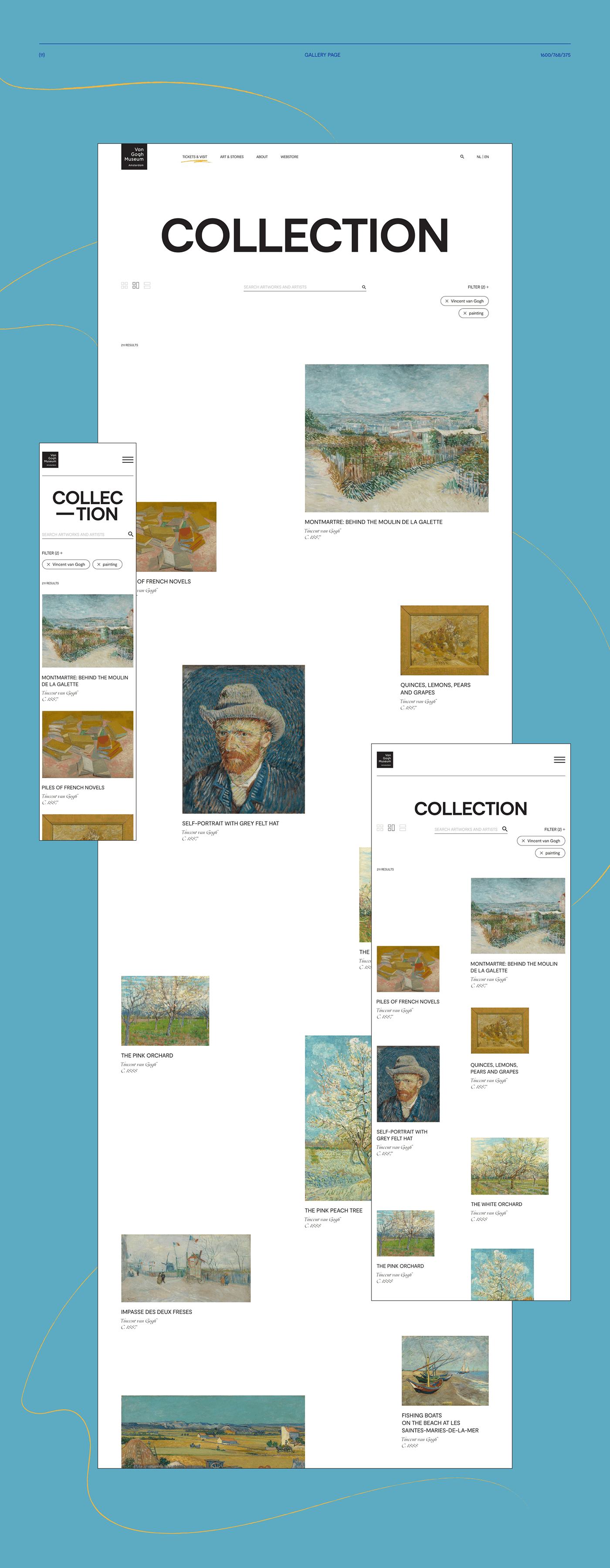 art museum redesign typography   UI/UX van gogh Van Gogh Museum Web Design 