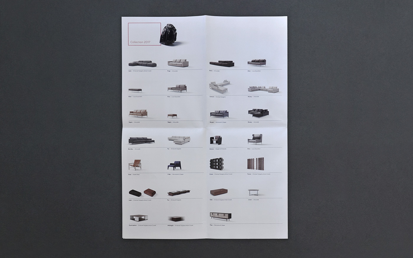 leaflet Foldable pieghevole design furniture graphic Style ADV editorial publish