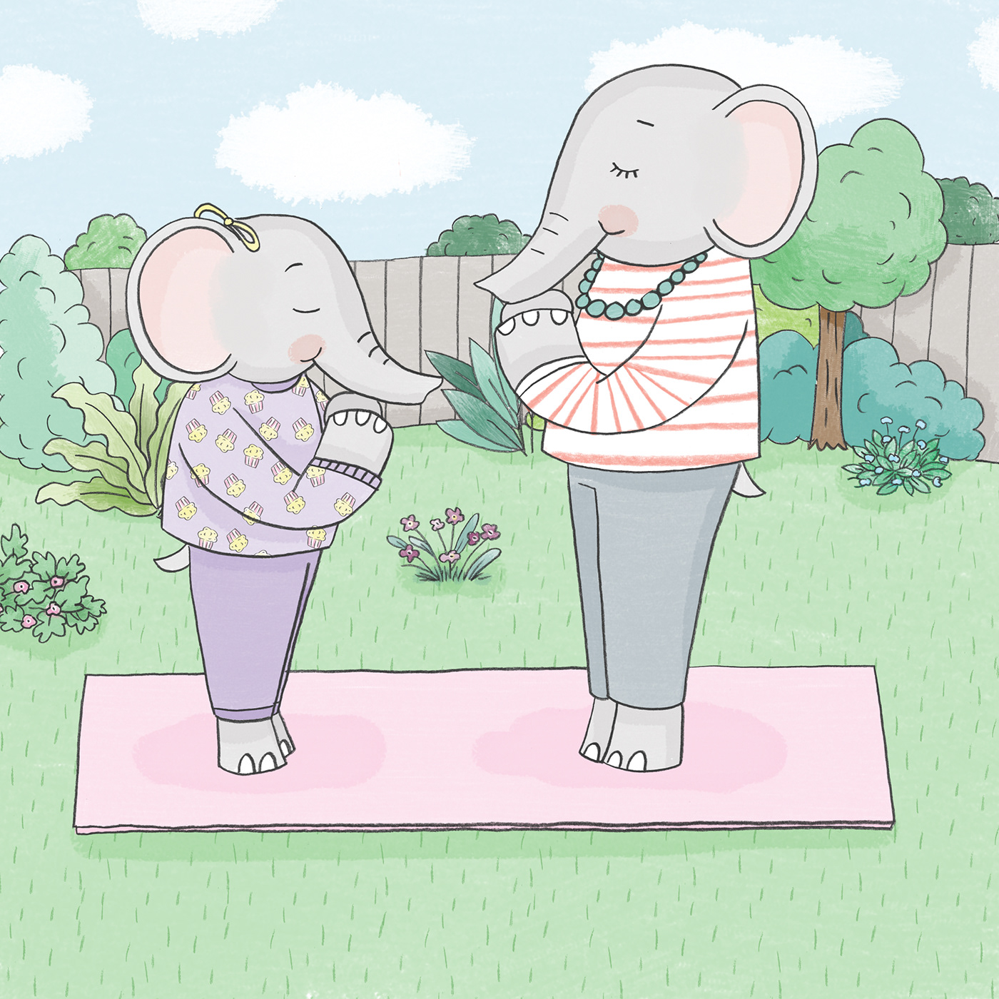 Character design  children illustration children's book children's illustration digital illustration Drawing  elephants ILLUSTRATION  Picture book Yoga