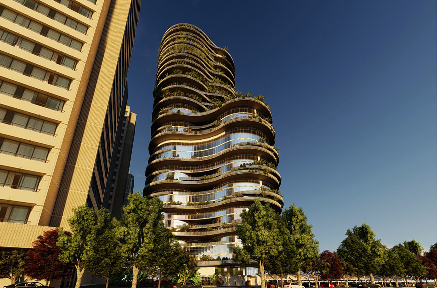 architecture visualization modern Render building Highrise building  highrise exterior 3D