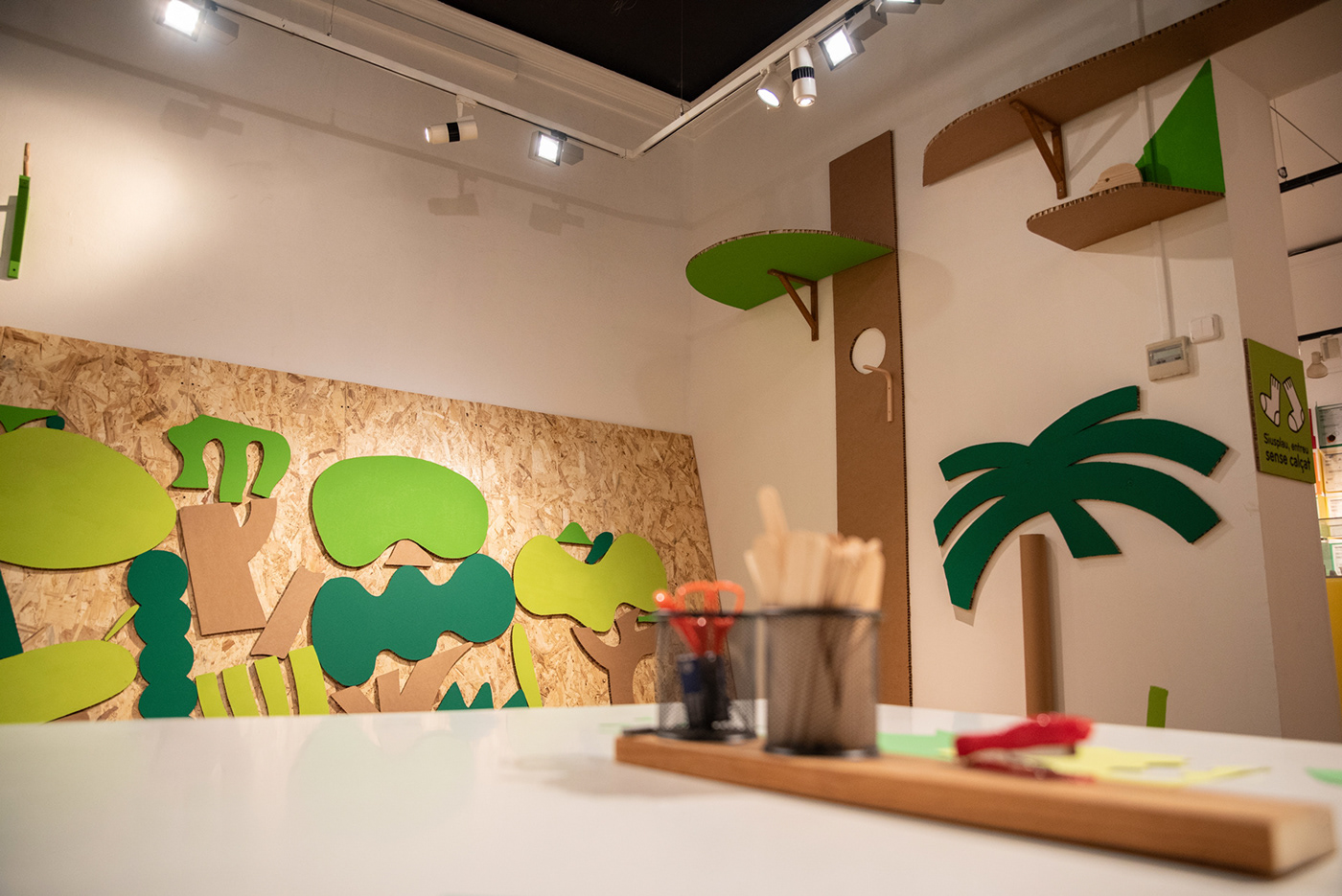 cardboard ecodesign forest installation educational design cardboard design interior design  Mural For Kids Interior