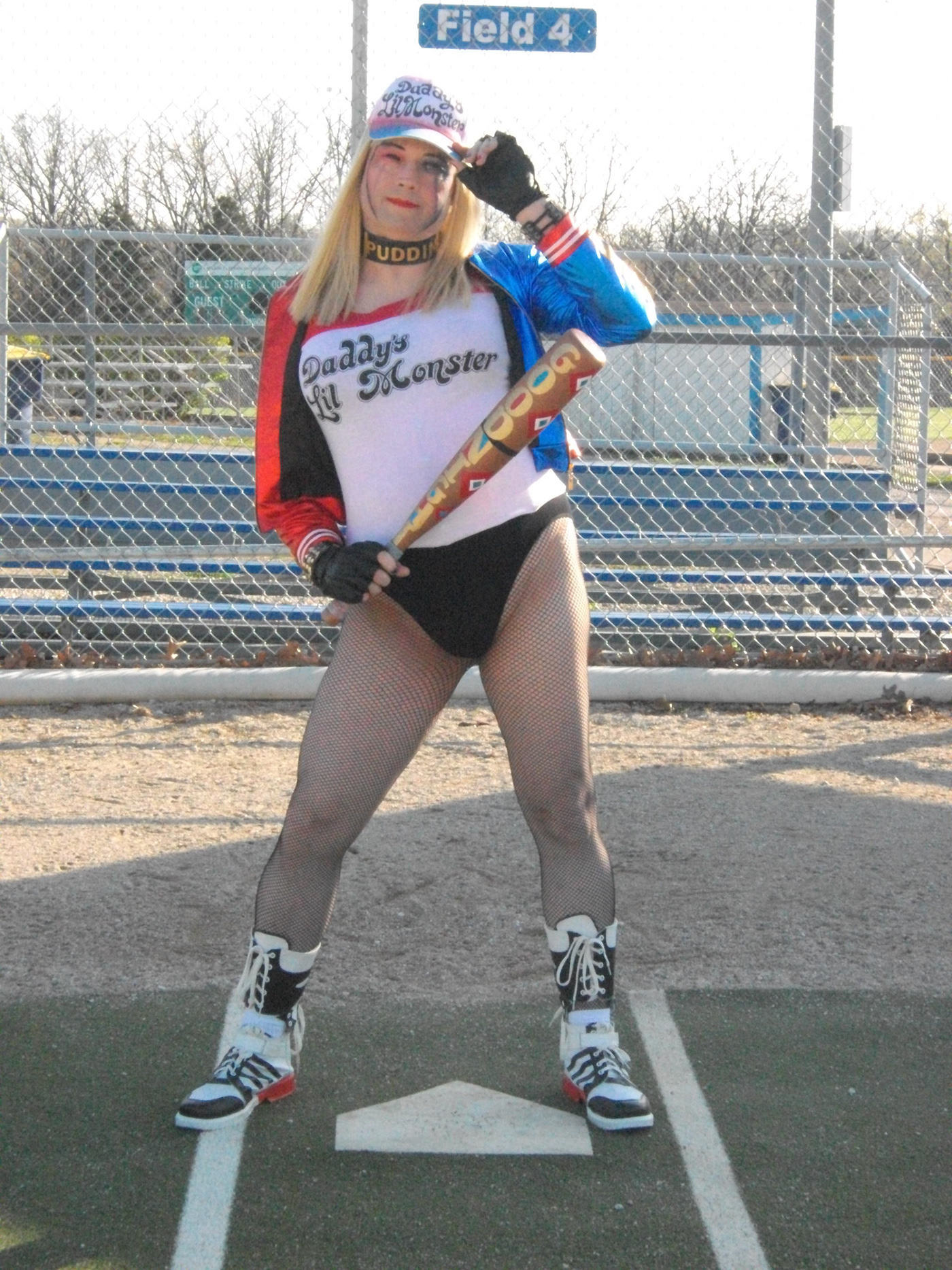 harley quinn suicide squad baseball #backseam fishnets Cosplay crossplay genderbend ballcap