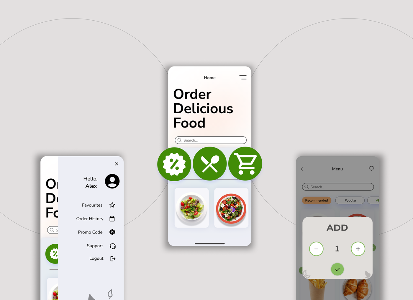 UI restaurant French menu ordering online app mobile ux green