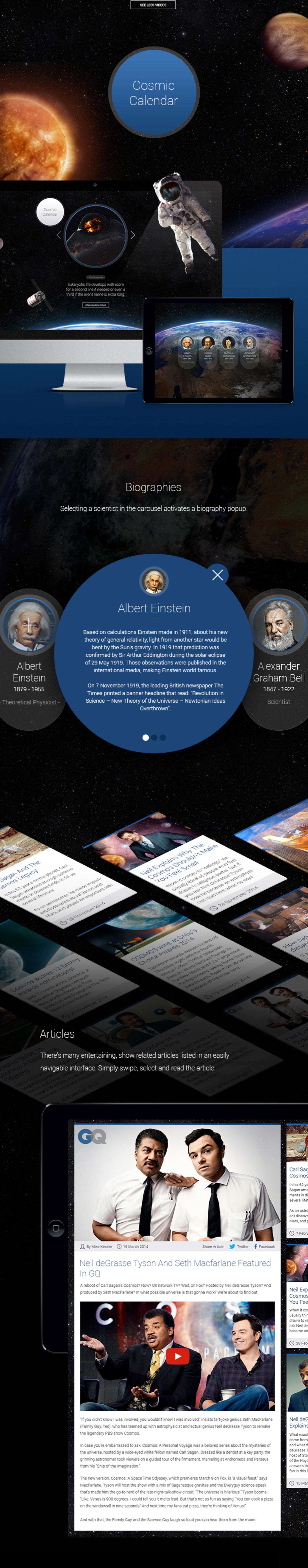 Website ux UI design Space  universe cosmos neil degrasse tyson national geographic