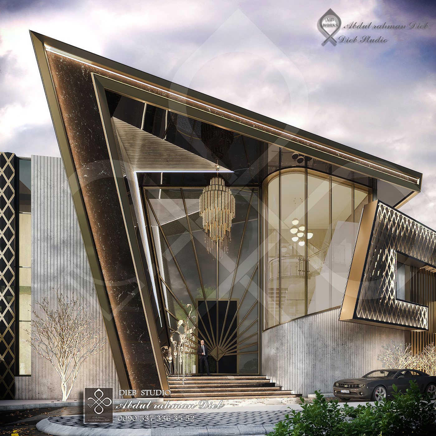 3ds Landscape luxury modern palace star Style Villa vray