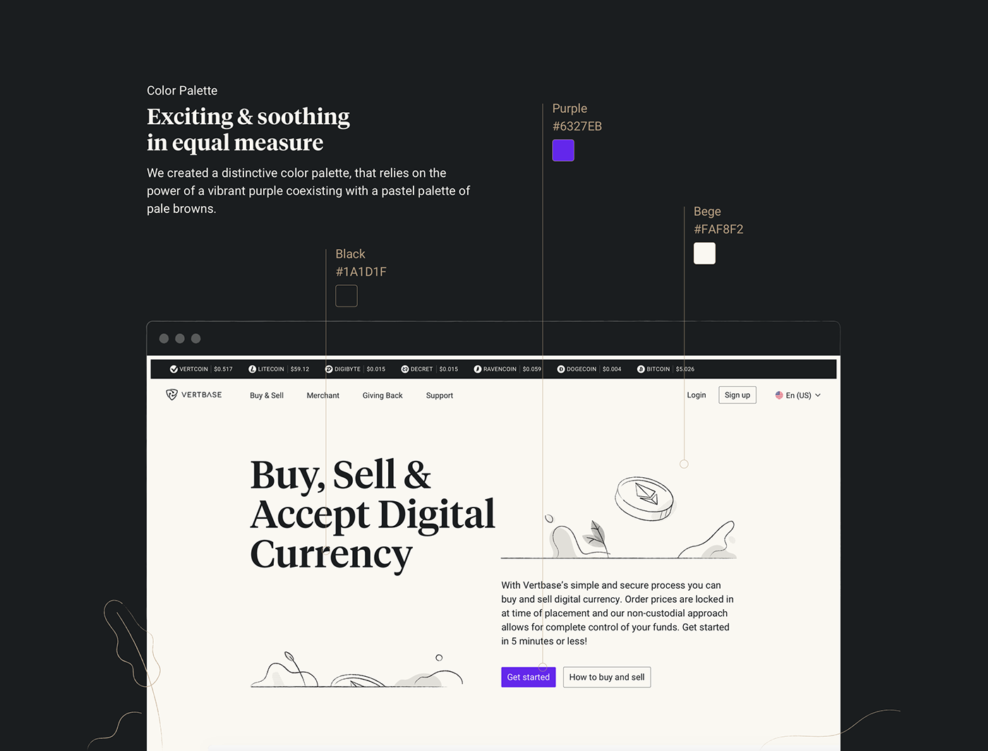 Website landing page ILLUSTRATION  tiempos Interface Significa hands pastel crypo currency