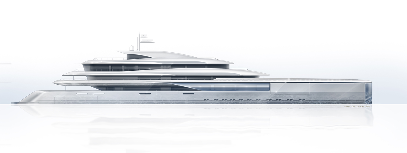 illustrations Luxury Design texture pattern  design exloration feadship superyacht yacht concept design profile sketch