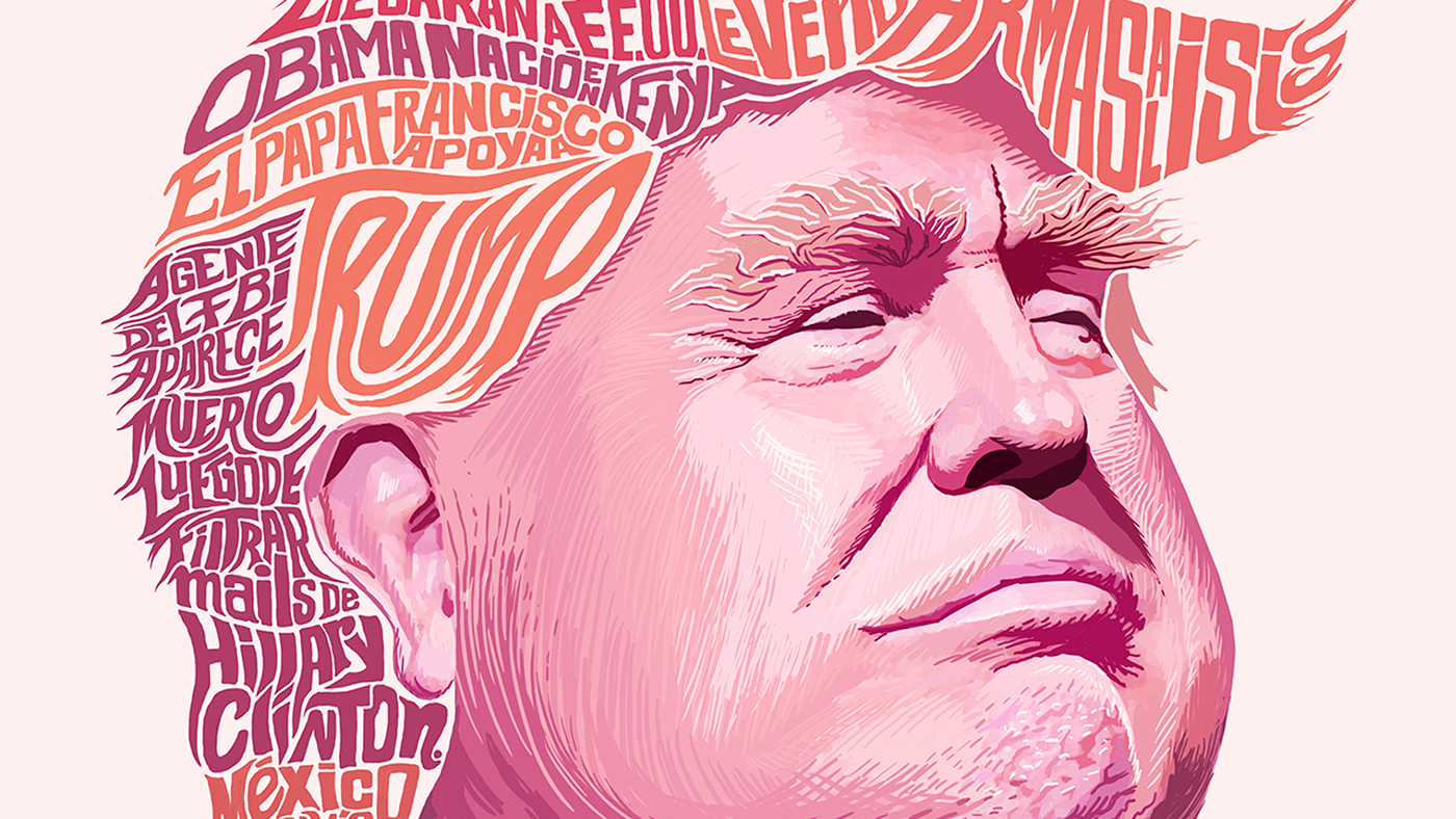 donald Trump type typography   cartoon portrait texture color news perfil