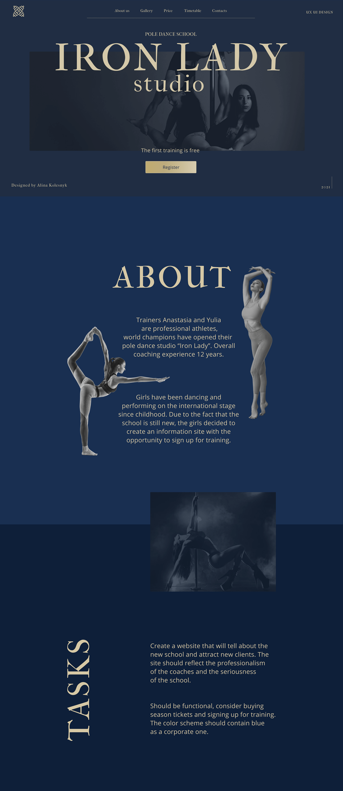 UI/UX Figma Web Design  landing page ui design pole dance woman school sports Web