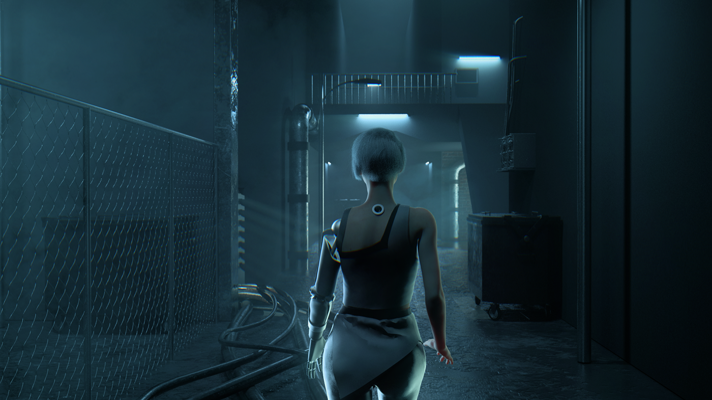 cinema 4d Cyberpunk future redshift Sci Fi machina Render 3D