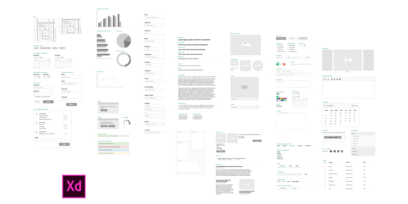 wireframe wireframing Adobe XD UI ux