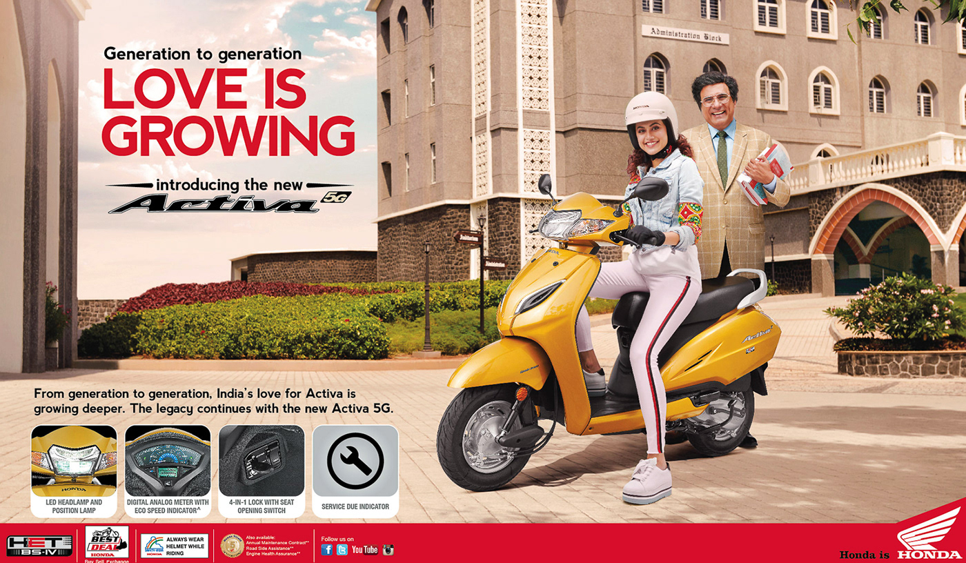 retouching  Honda activa 5g campaign campaign celebrates Taapsee Pannu Boman Irani