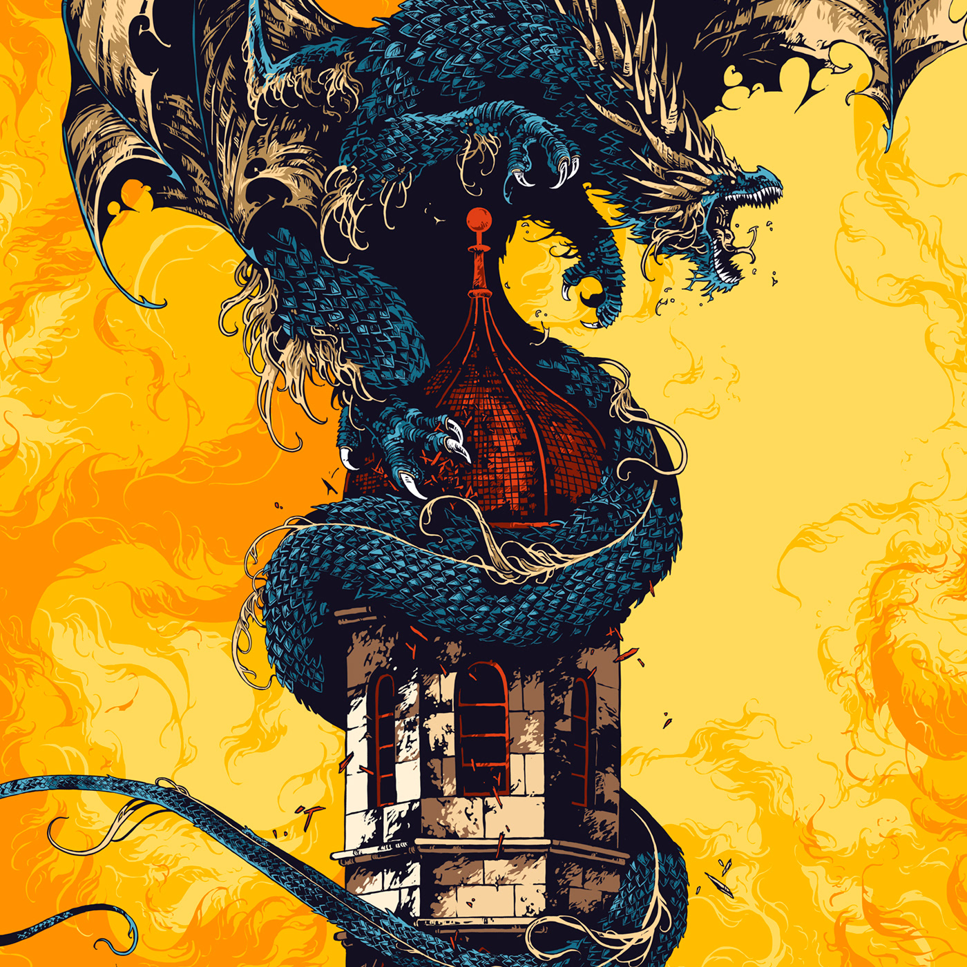 ILLUSTRATION  dragon creatures priory orange tree book cover cover tower Bloomsbury