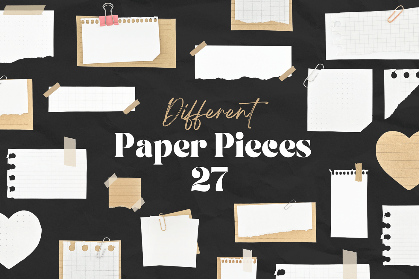 27 Different Ragged Paper Pieces