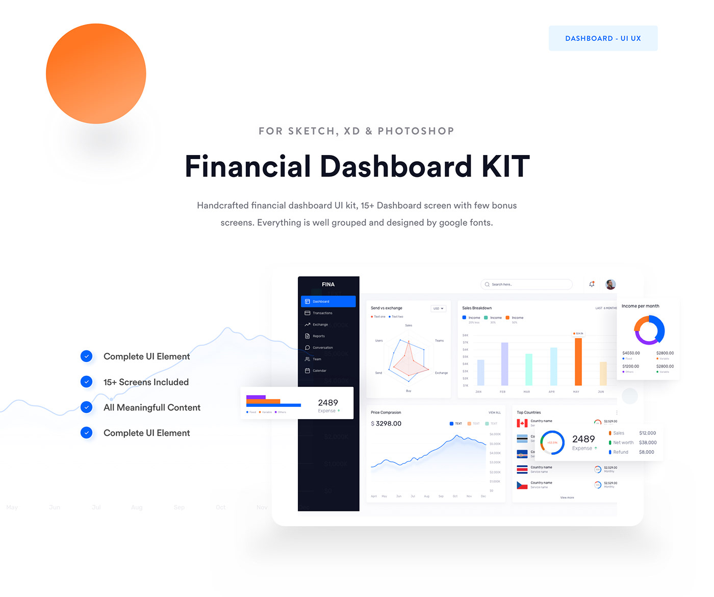 finance dashboard UI ux webapp ui kit accounting graph