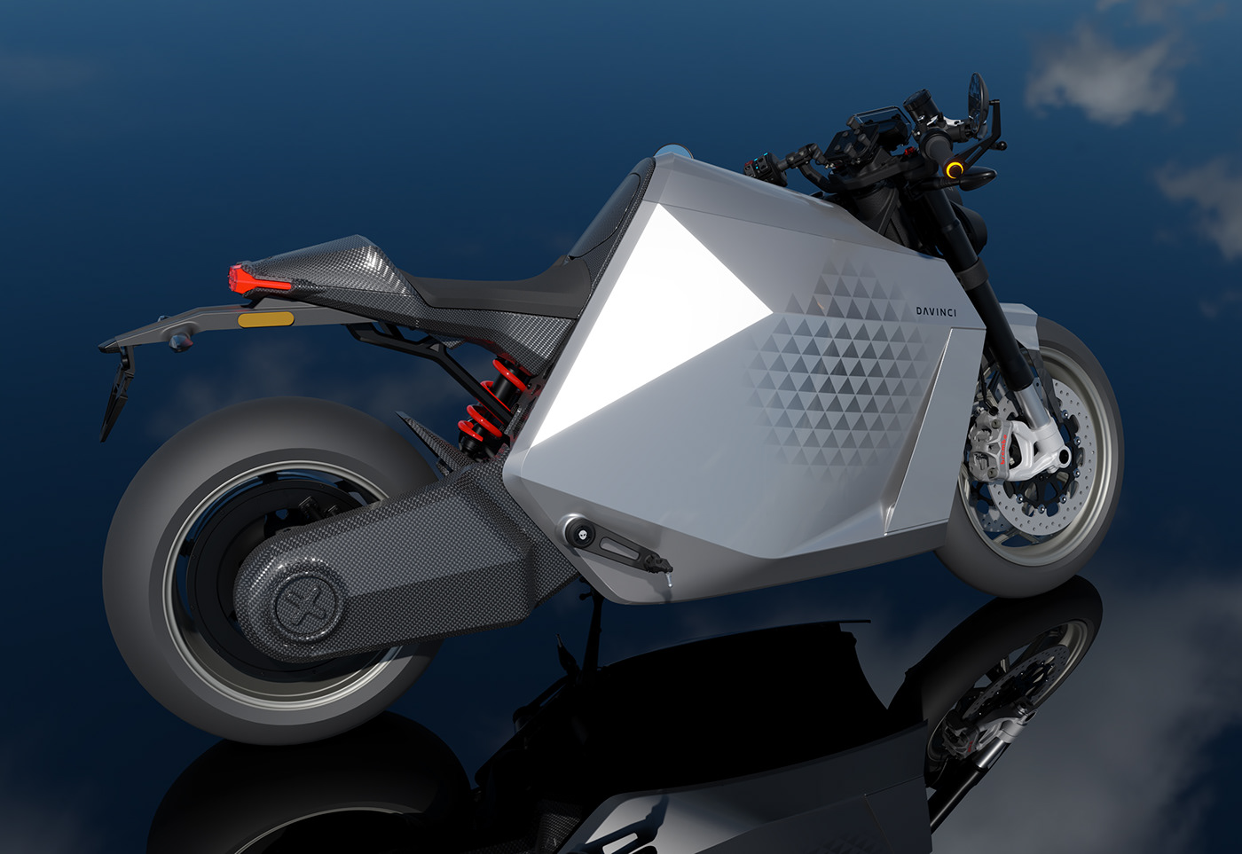 3D Carbon Fiber concept industrial design  mass production motorcycle visualization