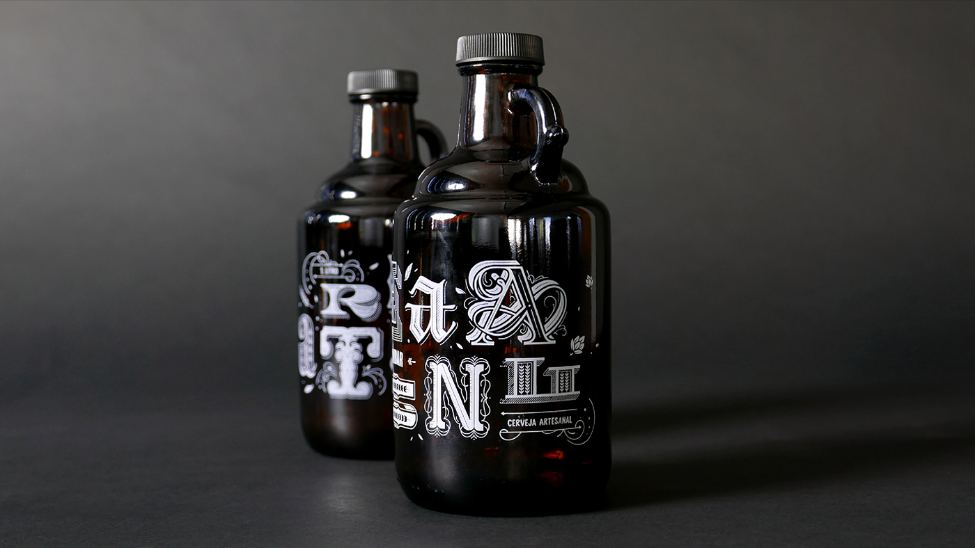 type lettering beer growler craft handmade bottle letter serif font