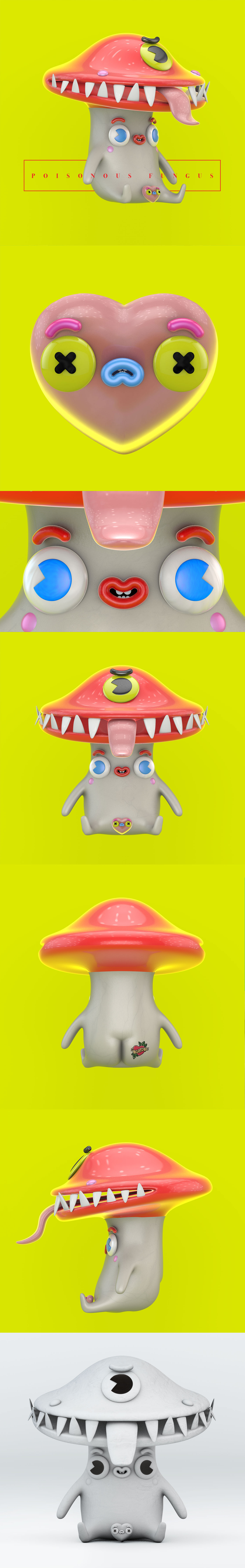 c4d 3D Candy mushroom Toadstool poison monster cute Character cartoon