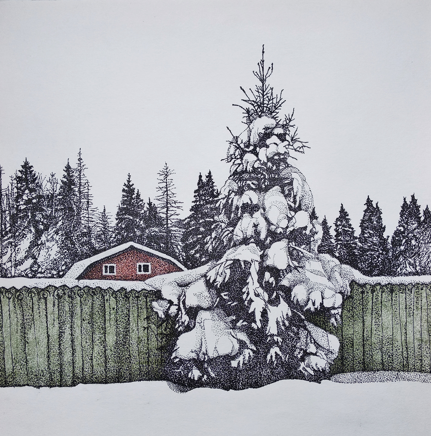 artwork drawnig fairytale ILLUSTRATION  landscapes Nature painting   snow tradition winter