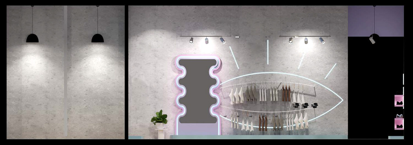 arquitectura design Diseño de Interiores escaparate fashionstore Render tienda tiendacomercial vitrina