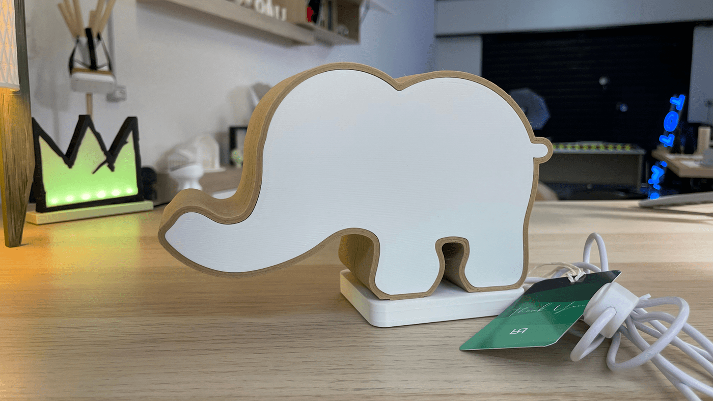 product design  3D 3dprint 3dprinting 3dprinted elefante elephant product Lamp