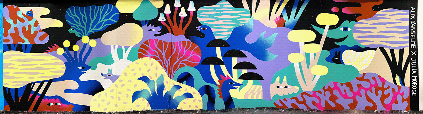 Mural streetart Murals muralpainting animals illustration kids imaginary dream painting   fresque